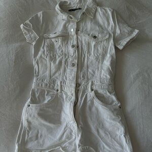 Zara White Jean Romper